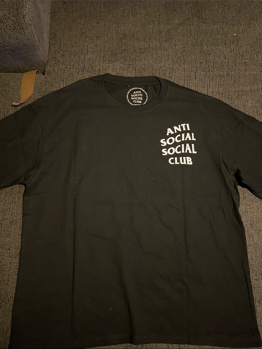 Anti Social Social Club Black T-Shirt with White Chest Logo size medium